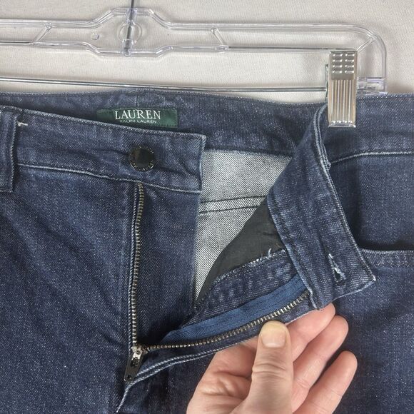 Lauren Ralph Lauren Regal Skinny Jeans Women’s 10 Blue Dark Wash Black Stripe - Picture 4 of 16